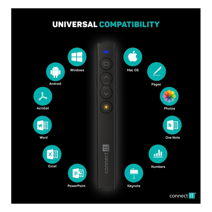 CONNECT IT CLP-2050-BK - Trådlös presentatör med laserpekare 1xAAA