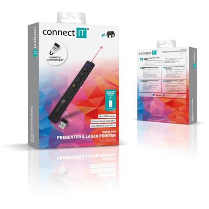 CONNECT IT CLP-2050-BK - Trådlös presentatör med laserpekare 1xAAA