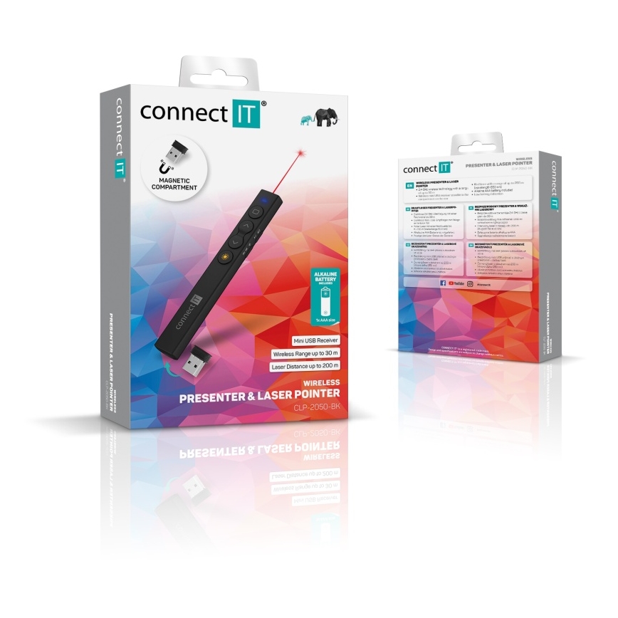CONNECT IT CLP-2050-BK - Trådlös presentatör med laserpekare 1xAAA