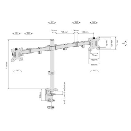 CONNECT IT CMF-3203-BK - Universalhållare för två bildskärmar 13-32” svart