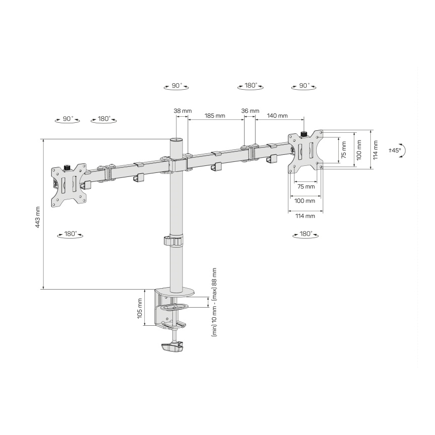 CONNECT IT CMF-3203-BK - Universalhållare för två bildskärmar 13-32” svart