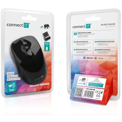 CONNECT IT CMO-2230-BK - Trådlös tyst mus MUTE 1200 DPI 1xAA svart