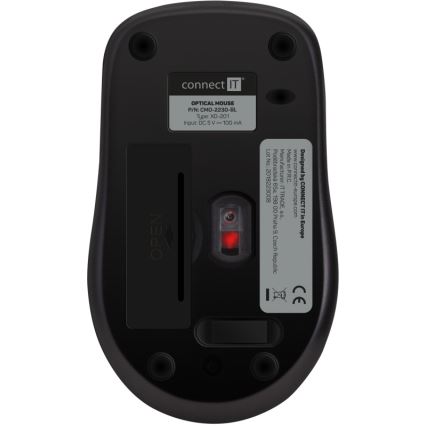 CONNECT IT CMO-2230-BL - Trådlös tyst mus MUTE 1200 DPI 1xAA svart/blå