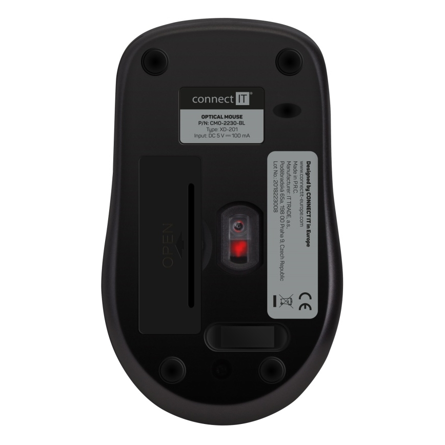 CONNECT IT CMO-2230-BL - Trådlös tyst mus MUTE 1200 DPI 1xAA svart/blå