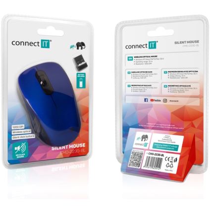 CONNECT IT CMO-2230-BL - Trådlös tyst mus MUTE 1200 DPI 1xAA svart/blå