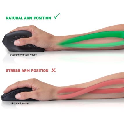 CONNECT IT CMO-2500-BK - Ergonomisk trådbunden mus Verti Wire 1000/1600 DPI svart