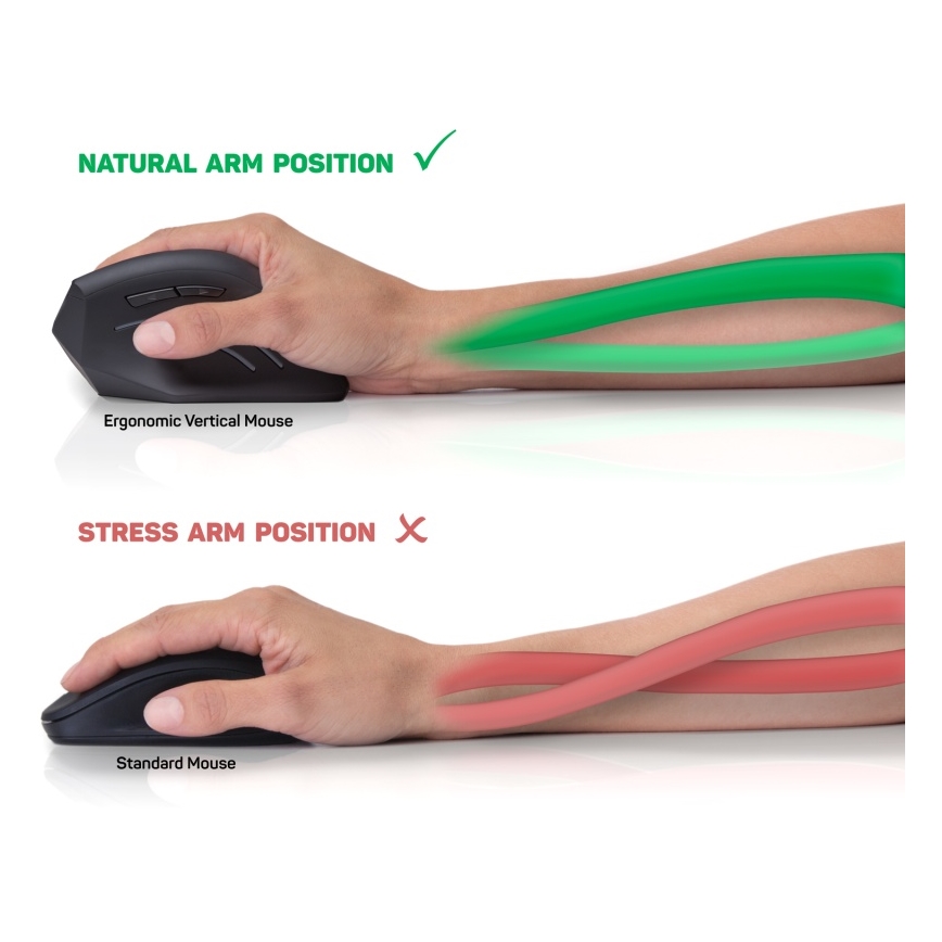 CONNECT IT CMO-2500-BK - Ergonomisk trådbunden mus Verti Wire 1000/1600 DPI svart