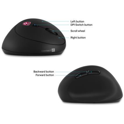 CONNECT IT CMO-2600-BK - Ergonomisk trådlös mus 800/1200/1600 DPI 1xAA svart