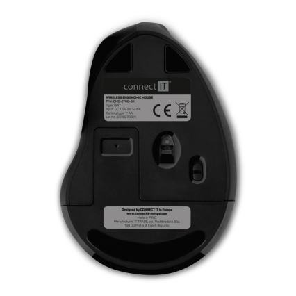 CONNECT IT CMO-2700-BK - Ergonomisk trådlös mus 800/1200/1600 DPI 1xAA svart