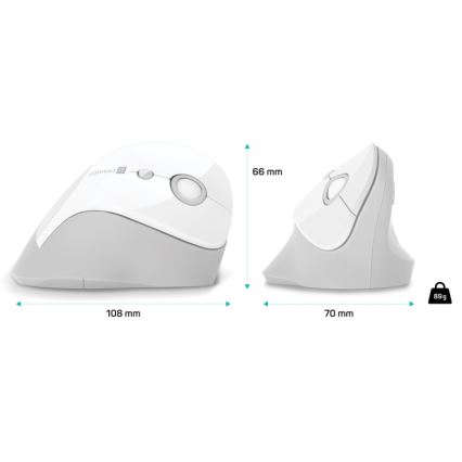 CONNECT IT CMO-2700-WH - Ergonomisk trådlös mus 800/1200/1600 DPI 1xAA vit