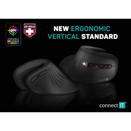 CONNECT IT CMO-2900-BK - Ergonomisk trådlös mus 800/1200/1600 DPI 1xAA svart