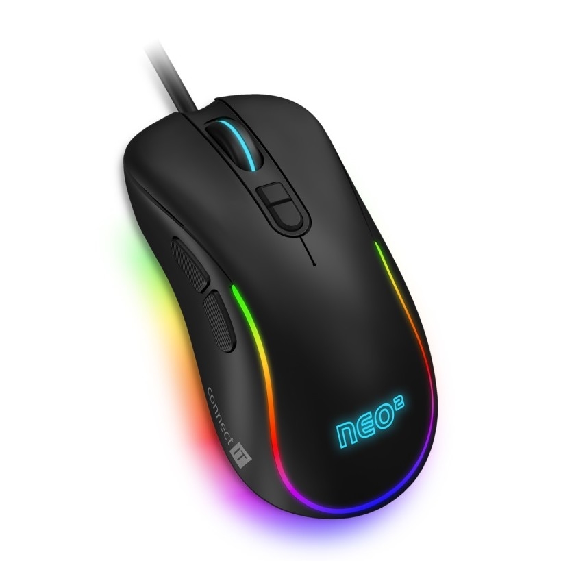 CONNECT IT CMO-3589-BK - LED RGB gaming mus med sladd 200-7200 DPI svart