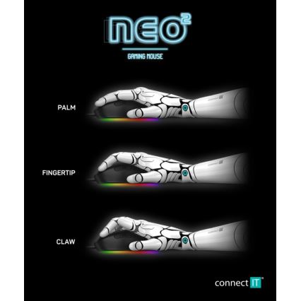 CONNECT IT CMO-3589-BK - LED RGB gaming mus med sladd 200-7200 DPI svart