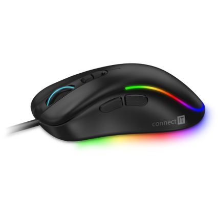 CONNECT IT CMO-3589-BK - LED RGB gaming mus med sladd 200-7200 DPI svart