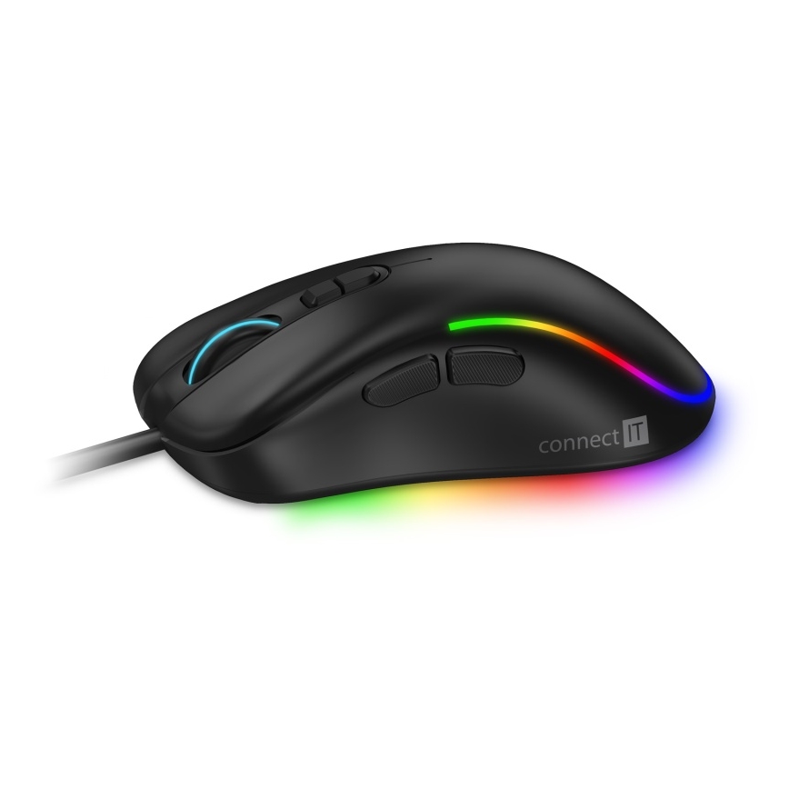 CONNECT IT CMO-3589-BK - LED RGB gaming mus med sladd 200-7200 DPI svart