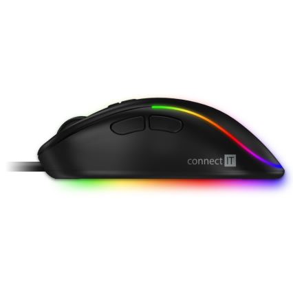 CONNECT IT CMO-3589-BK - LED RGB gaming mus med sladd 200-7200 DPI svart