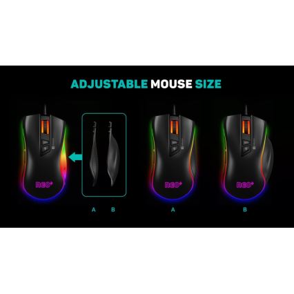 CONNECT IT CMO-3591-BK - LED RGB gaming mus med sladd 500-7200 DPI svart