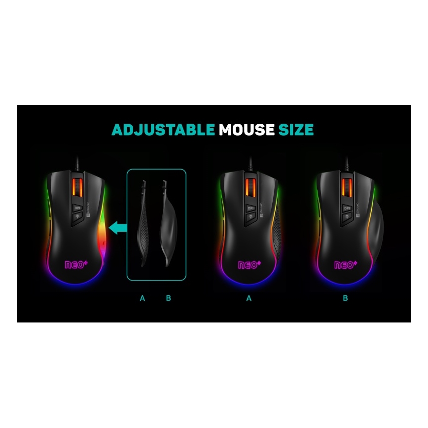 CONNECT IT CMO-3591-BK - LED RGB gaming mus med sladd 500-7200 DPI svart