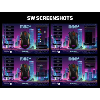 CONNECT IT CMO-3591-BK - LED RGB gaming mus med sladd 500-7200 DPI svart