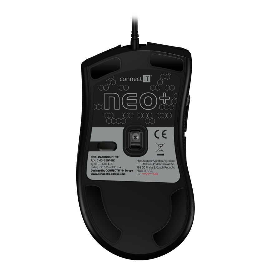 CONNECT IT CMO-3591-BK - LED RGB gaming mus med sladd 500-7200 DPI svart