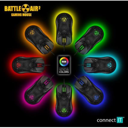 CONNECT IT CMO-5511-BK - LED RGB gaming mus med sladd 200-12800 DPI svart