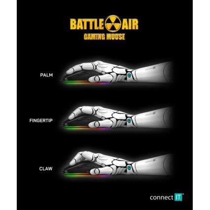 CONNECT IT CMO-5511-BK - LED RGB gaming mus med sladd 200-12800 DPI svart
