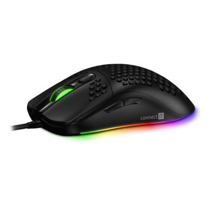 CONNECT IT CMO-5511-BK - LED RGB gaming mus med sladd 200-12800 DPI svart