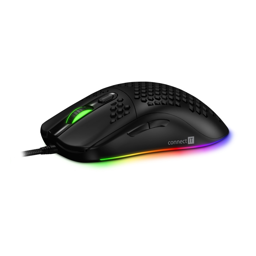CONNECT IT CMO-5511-BK - LED RGB gaming mus med sladd 200-12800 DPI svart