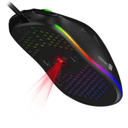 CONNECT IT CMO-5511-BK - LED RGB gaming mus med sladd 200-12800 DPI svart