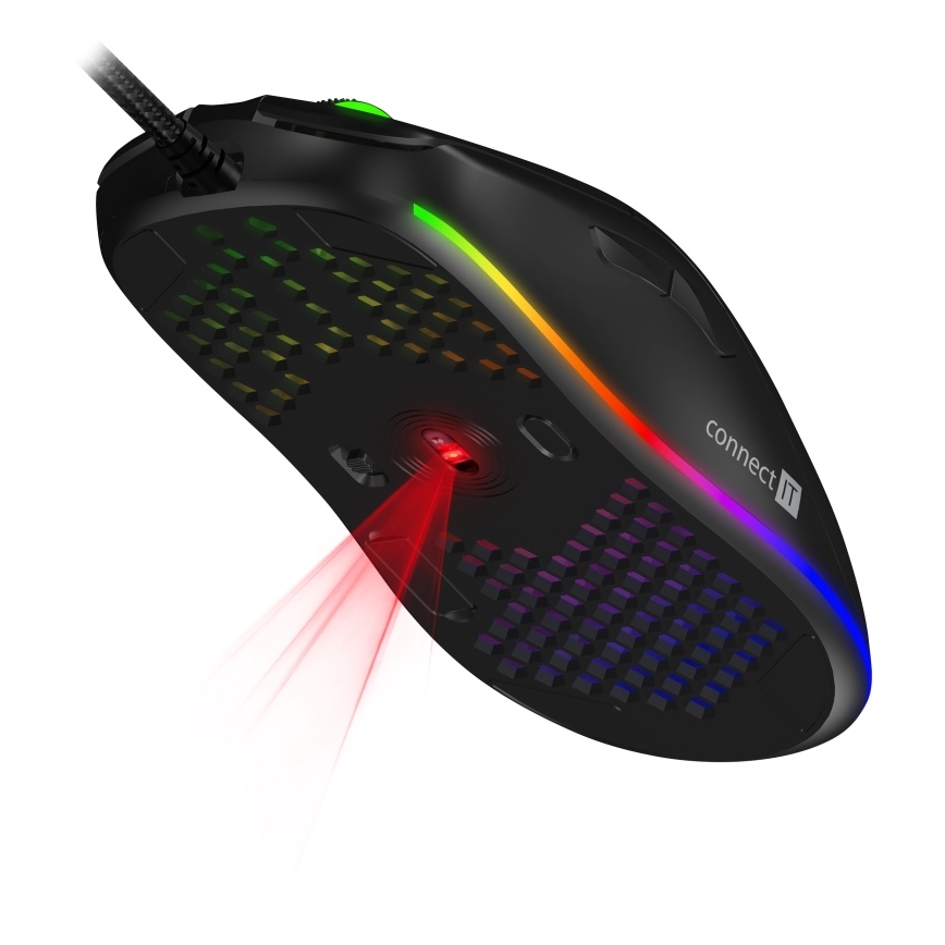 CONNECT IT CMO-5511-BK - LED RGB gaming mus med sladd 200-12800 DPI svart