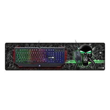 CONNECT IT CMP-1110-LG - Skrivbordsunderlägg för tangentbord och mus 88,6x24,5 cm svart/grön