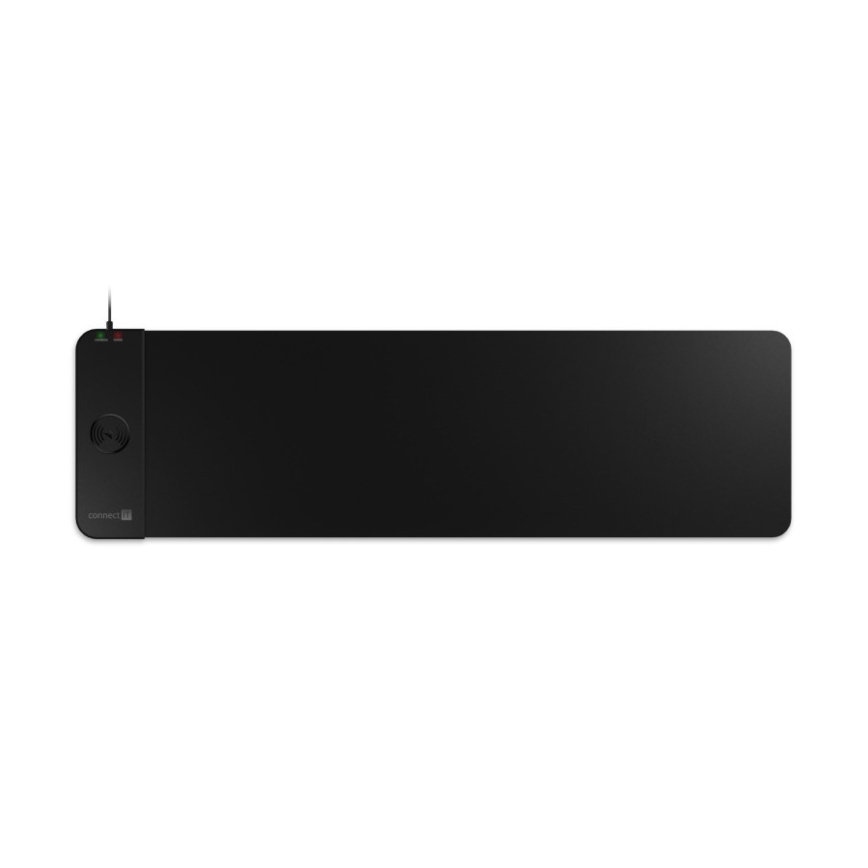 CONNECT IT CMP-2500-LG - Tangentbordsmatta och mus med Qi trådlös laddning 80x30 cm svart