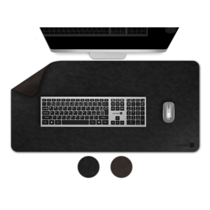 CONNECT IT CMP-4030-LG - Dubbelsidig mus- och tangentbordsmatta 90x40 cm svart/brun