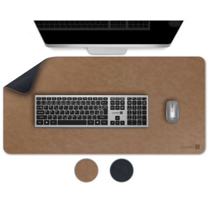 CONNECT IT CMP-4040-LG - Dubbelsidigt underlägg för mus och tangentbord 90x40 cm blå/brun