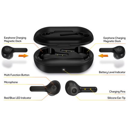 CONNECT IT HEP-5300-BK - Trådlös earphones Med en mikrofon 300 mAh svart
