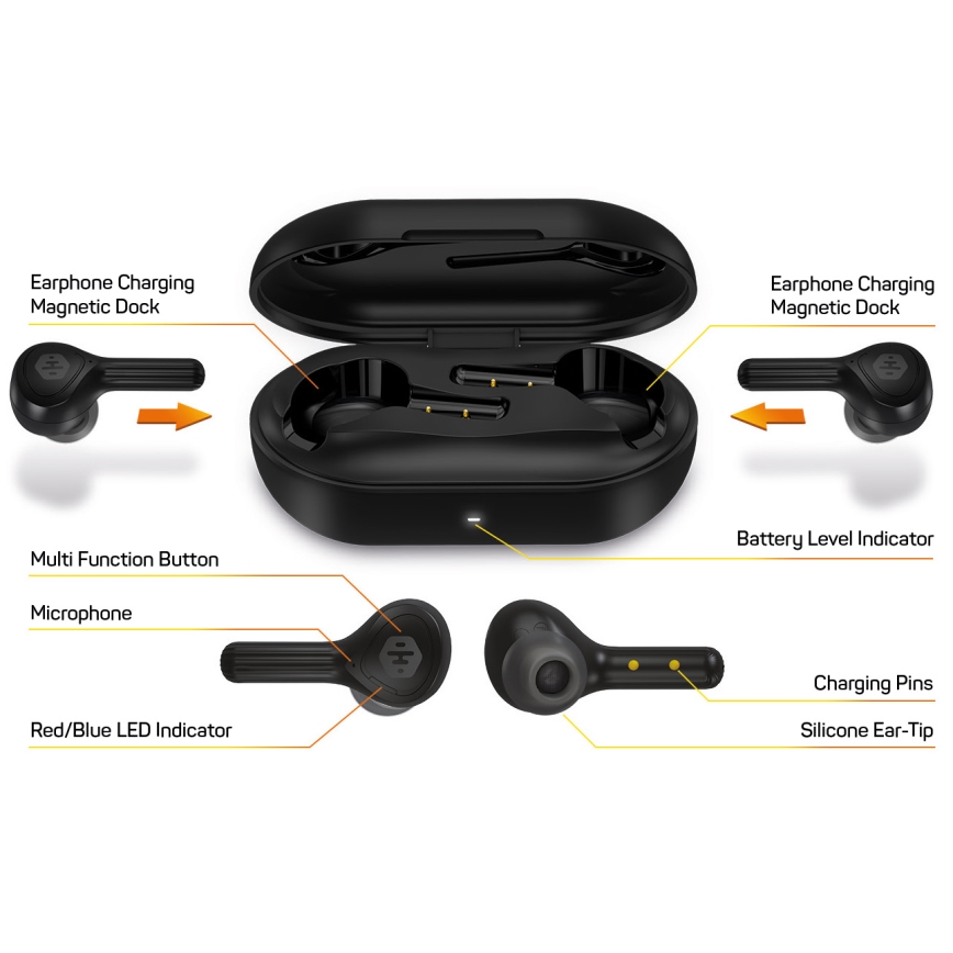 CONNECT IT HEP-5300-BK - Trådlös earphones Med en mikrofon 300 mAh svart