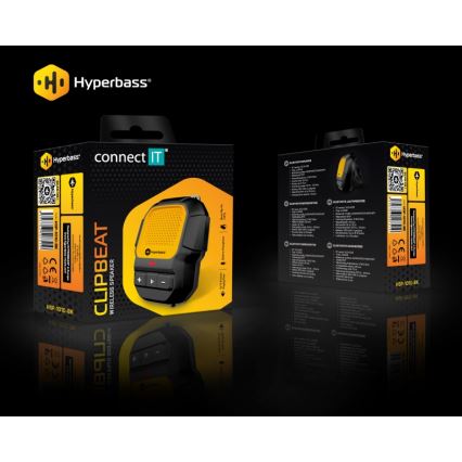 CONNECT IT HSP-1010-BK - Trådlös högtalare med mikrofon ClipBEAT 2W/5V 560 mAh IPX7 svart/gul