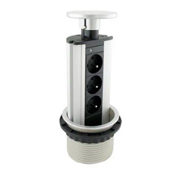 Connectable plug hylskolonn för en bordsskiva 3x230V