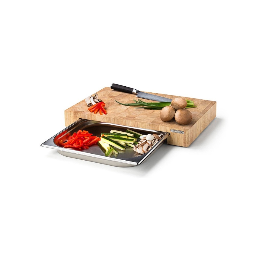 Continenta C4026 - Skärbräda med skål 39x27 cm gummiträ