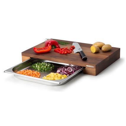 Continenta C4210 - Kök skärbräda med skål 39x27 cm valnötsträd