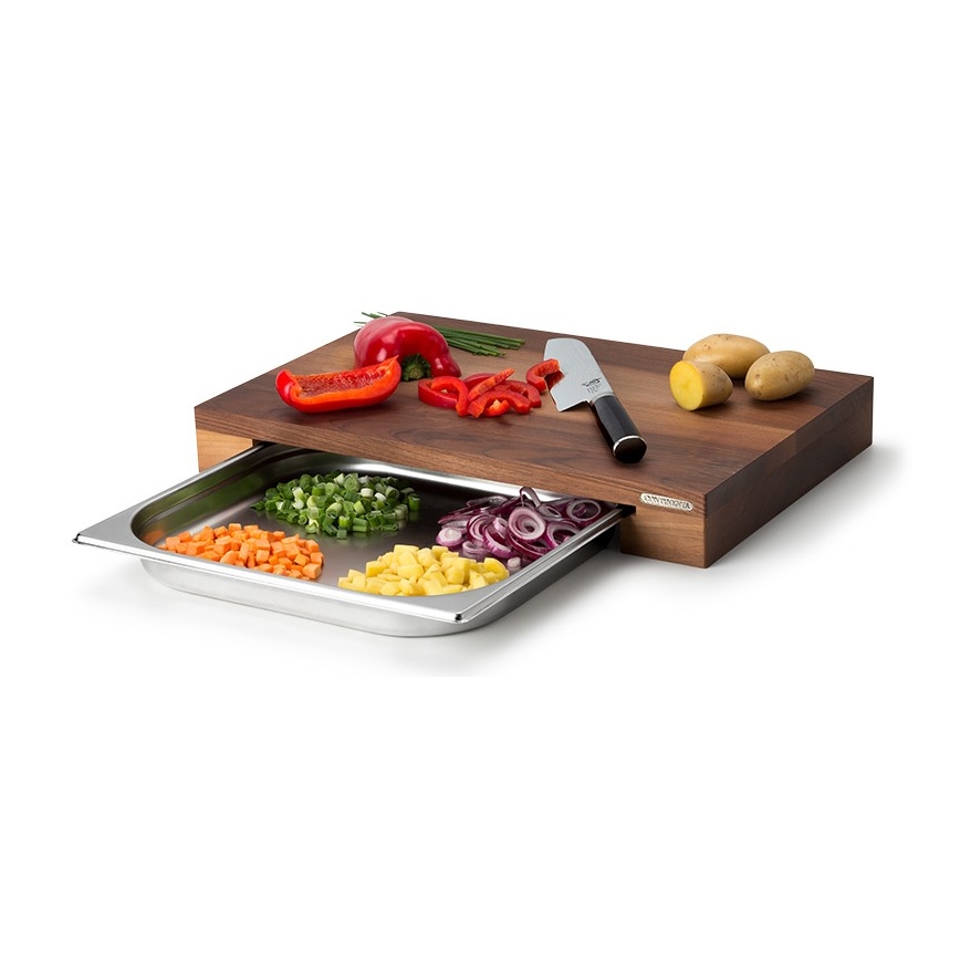 Continenta C4210 - Kök skärbräda med skål 39x27 cm valnötsträd