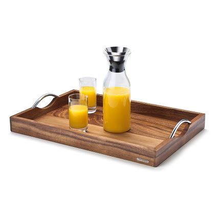 Continenta C4867 - Bricka med metallhandtag 53x36 cm akacia
