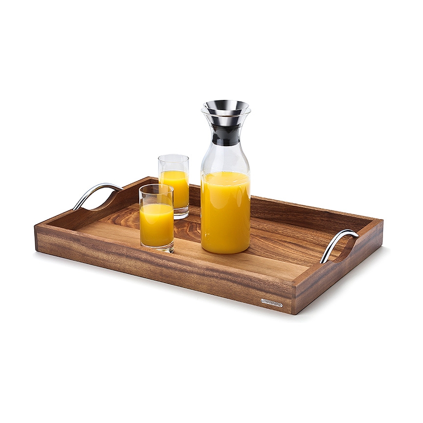 Continenta C4867 - Bricka med metallhandtag 53x36 cm akacia