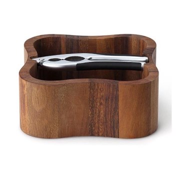 Continenta C4895 - Bowl för nuts with a nutcracker 24,5x24,5x8 cm valnötsträ