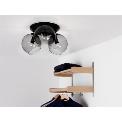 Cottex - Taklampa CAPELLA 3xE14/40W/230V Ø 37 cm rökfärgad/svart