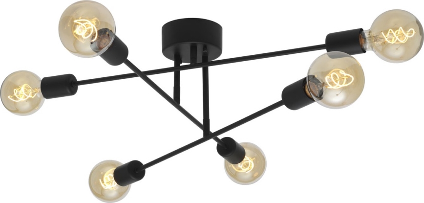 Cottex - Påbyggd taklampa BATON 6xE27/60W/230V svart