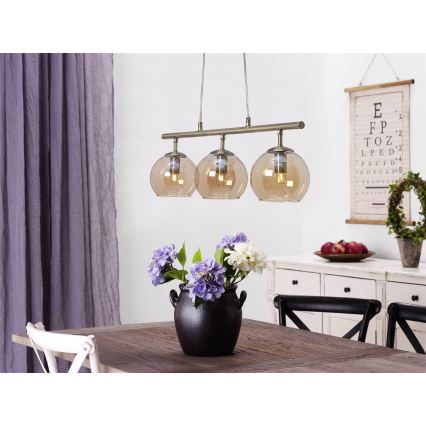 Cottex - Hänglampa på kabel CAPELLA 3xE14/40W/230V rökfärgad/brun