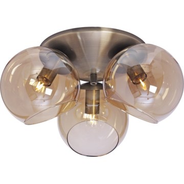 Cottex - Taklampa CAPELLA 3xE14/40W/230V Ø 37 cm rökfärgad/brun
