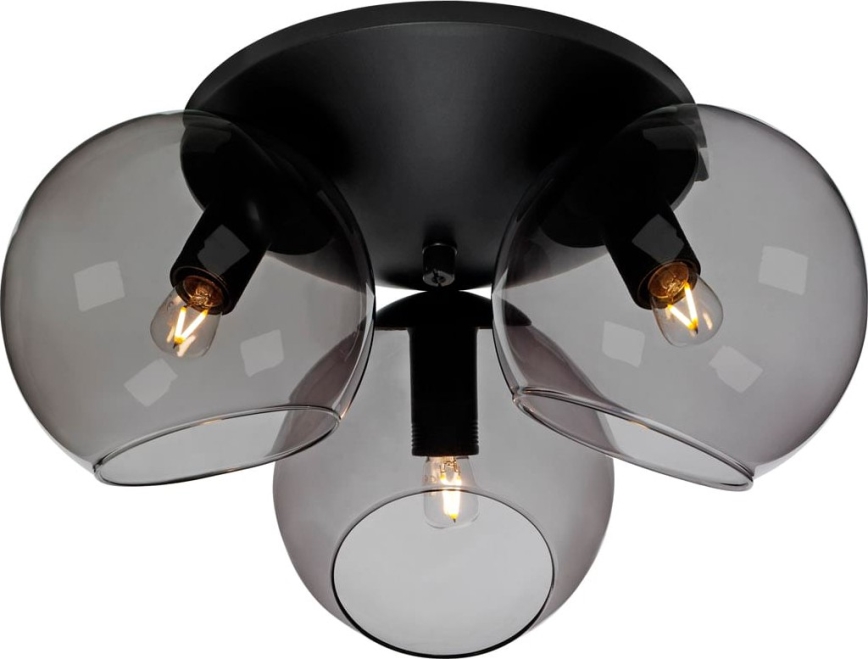 Cottex - Taklampa CAPELLA 3xE14/40W/230V Ø 37 cm rökfärgad/svart