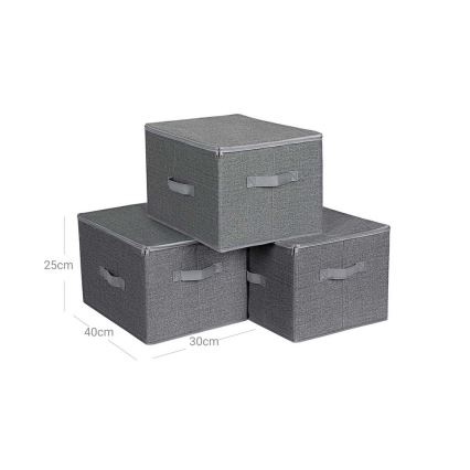 CURAN förvaringsbox med dragkedja, 3-pack, grå